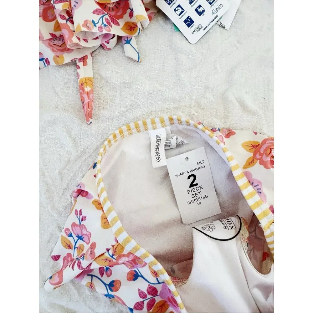 Heart & Harmony Two Piece Swimsuit Girls Size 10 New